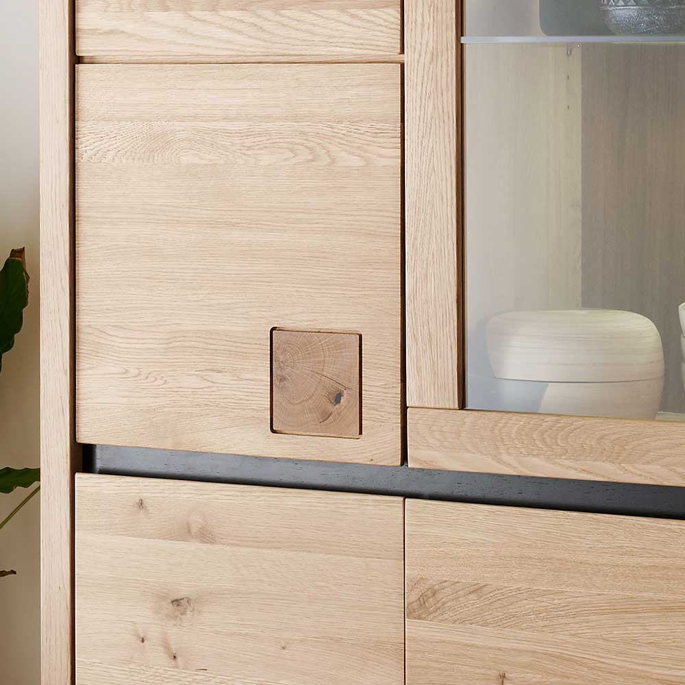 103x205x40 Vitrinenschrank aus Wildeiche Massivholz - Embleys