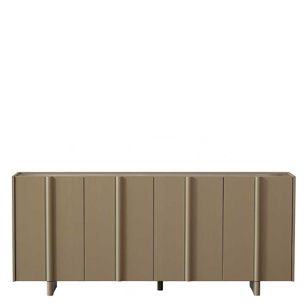 Schlammfarbenes Sideboard mit gerillten Türen und kurzen Beinen – Litinka