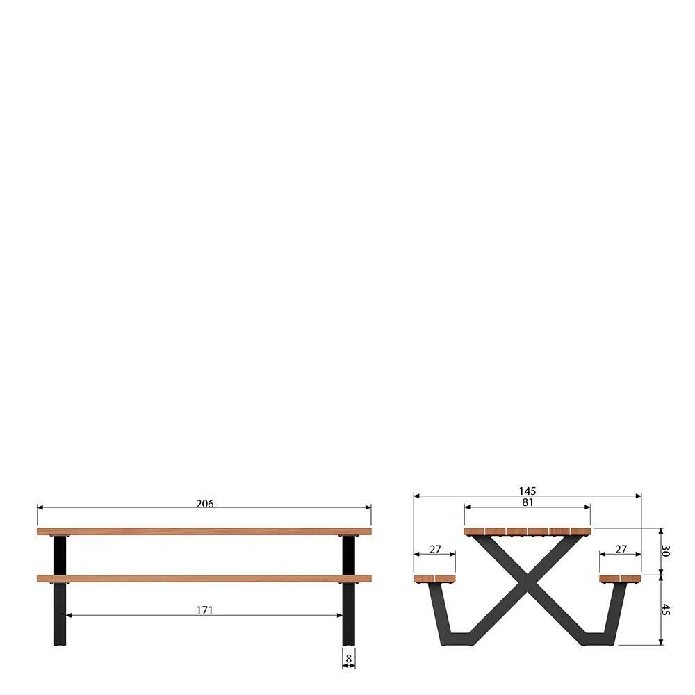 Design Picknick-Tisch aus Abachi Holz Natur - Melinda