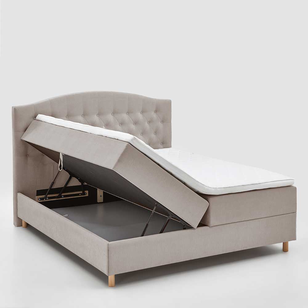 H3 Komplettbett mit Bettkasten in Hellbraun - Furcia