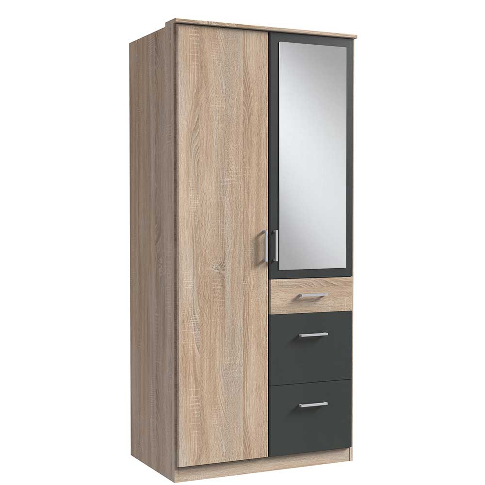 Drehtürenschrank in Eiche Sägerau Optik - Danah