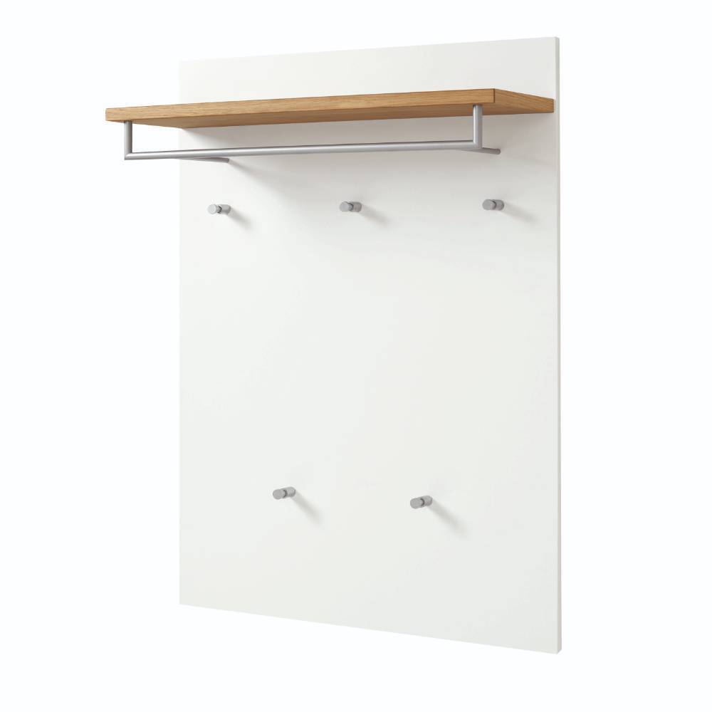 Wandgarderobe in Weiß und Balkeneiche Furnier - Danita