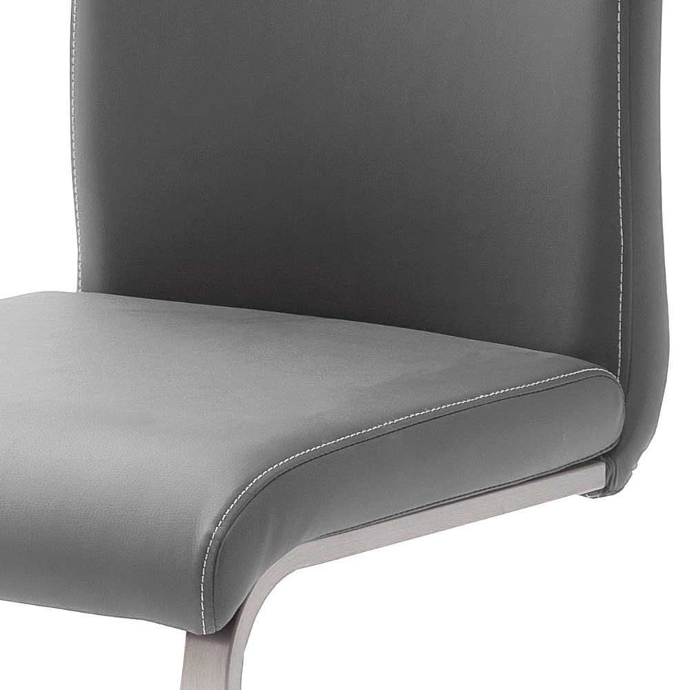 Freischwinger Esszimmerstuhl Kunstleder Jector in Grau (4er Set)