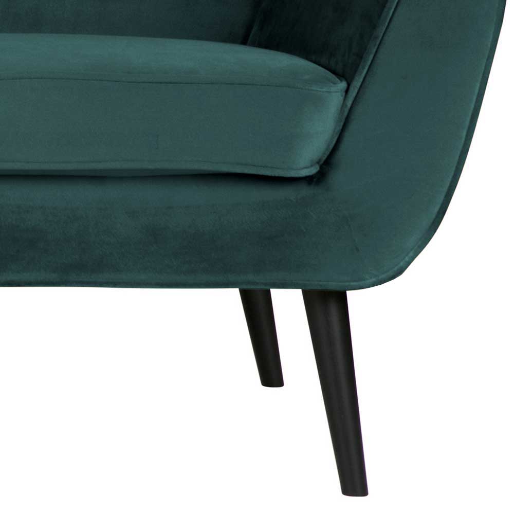 2,5er Wohnzimmercouch in Petrol Blau & Schwarz - Jerry