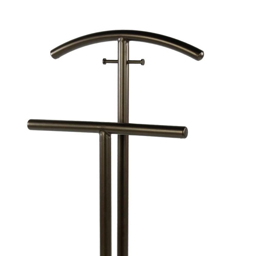 Stahl-Herrendiener Oberteil in Dunkelbraun Bronze mit gebogenem Bügel und Kleiderstange – Oysta