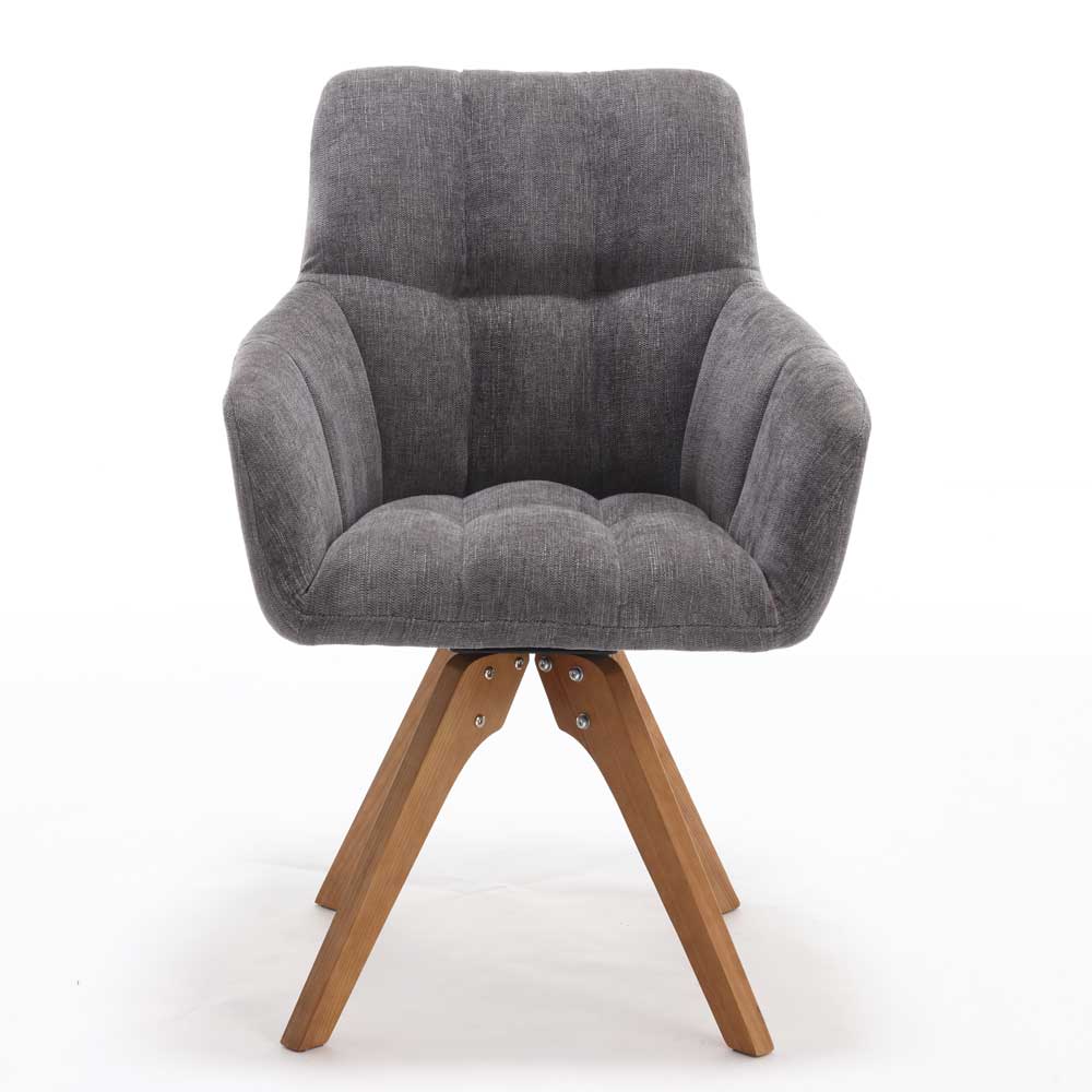 Strukturstoff Tischsessel in Grau - Trane (2er Set)