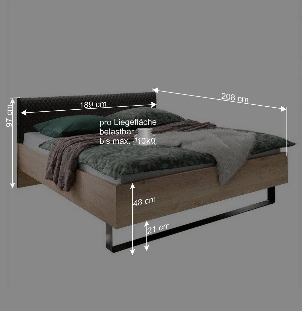 Loft Doppelbett & Schwebetüren Schrank - Licruva (vierteilig)