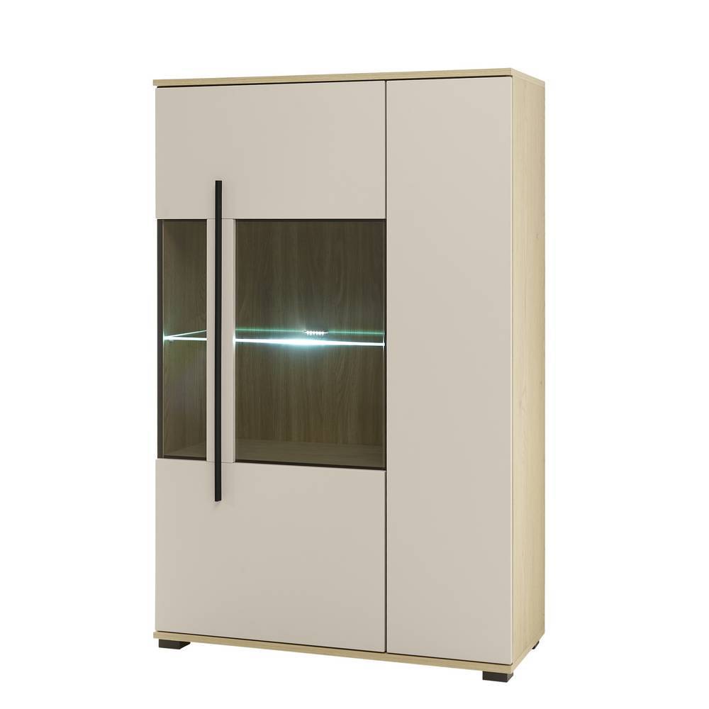 Highboard-Vitrine in Beigegrau - Raisa
