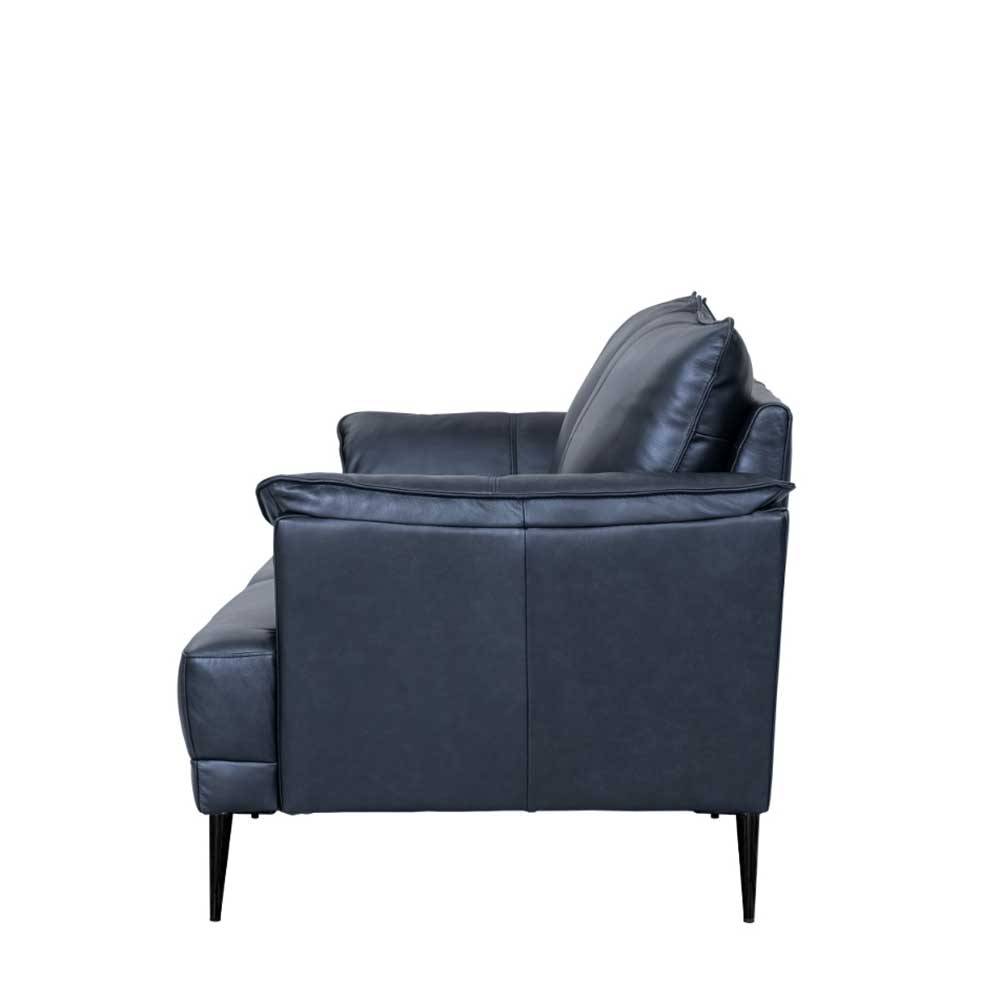 Schwarze Wohnzimmercouch aus Leder in Vintage Optik - Lagon