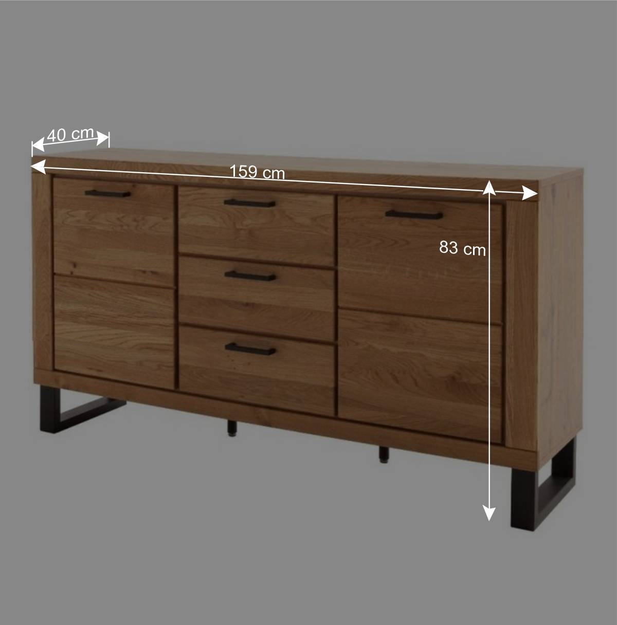 Industrial Sideboard in Wildeiche teilmassiv - Scarlett