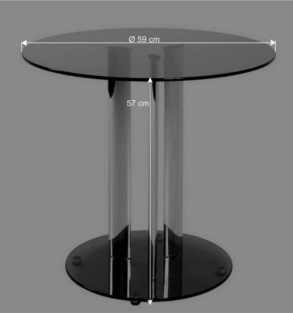 59x57x59 Beistelltisch aus Glas in Grau - Tojan