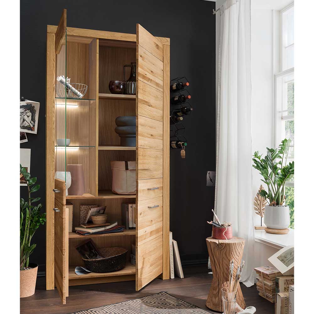 102x204x40 cm Wohnzimmer Holzschrank aus Wildeiche - Loitons
