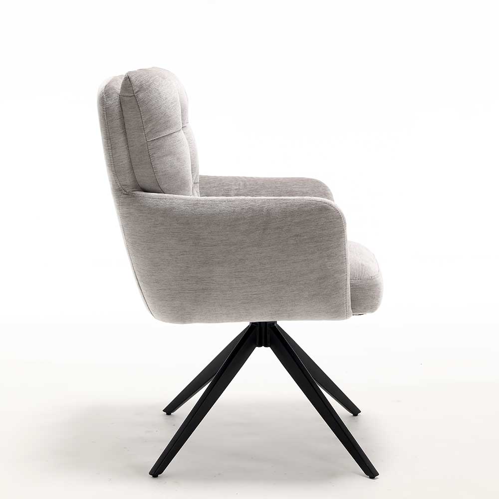 Chenille Tischsessel in Taupe - Vatros (2er Set)