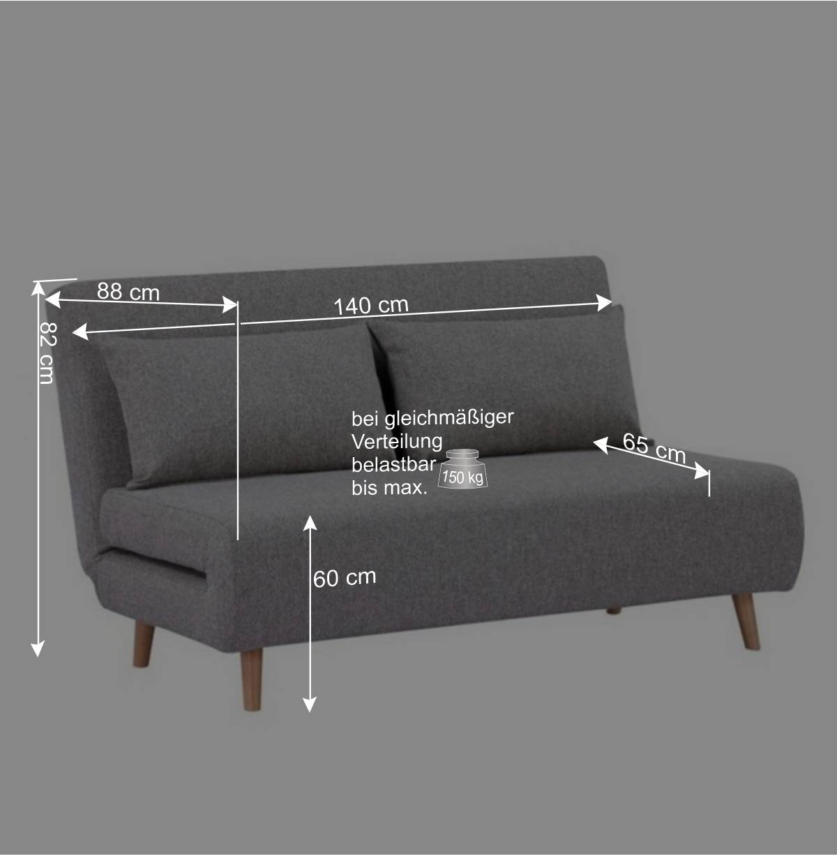 Faltsofa in Grau und Birke - Lucas