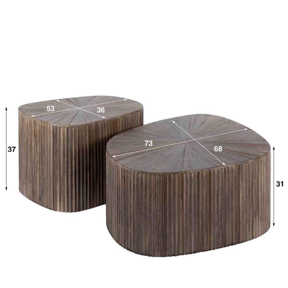 Wohnzimmertisch-Duo aus dunkelbraunem Teak - Acacios (zweiteilig)