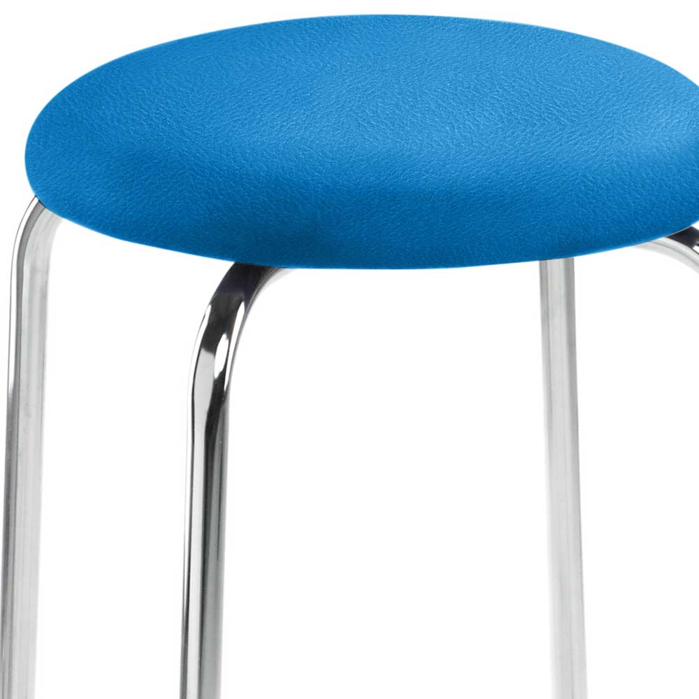 Hocker in Blau & Chrom - Ancloa