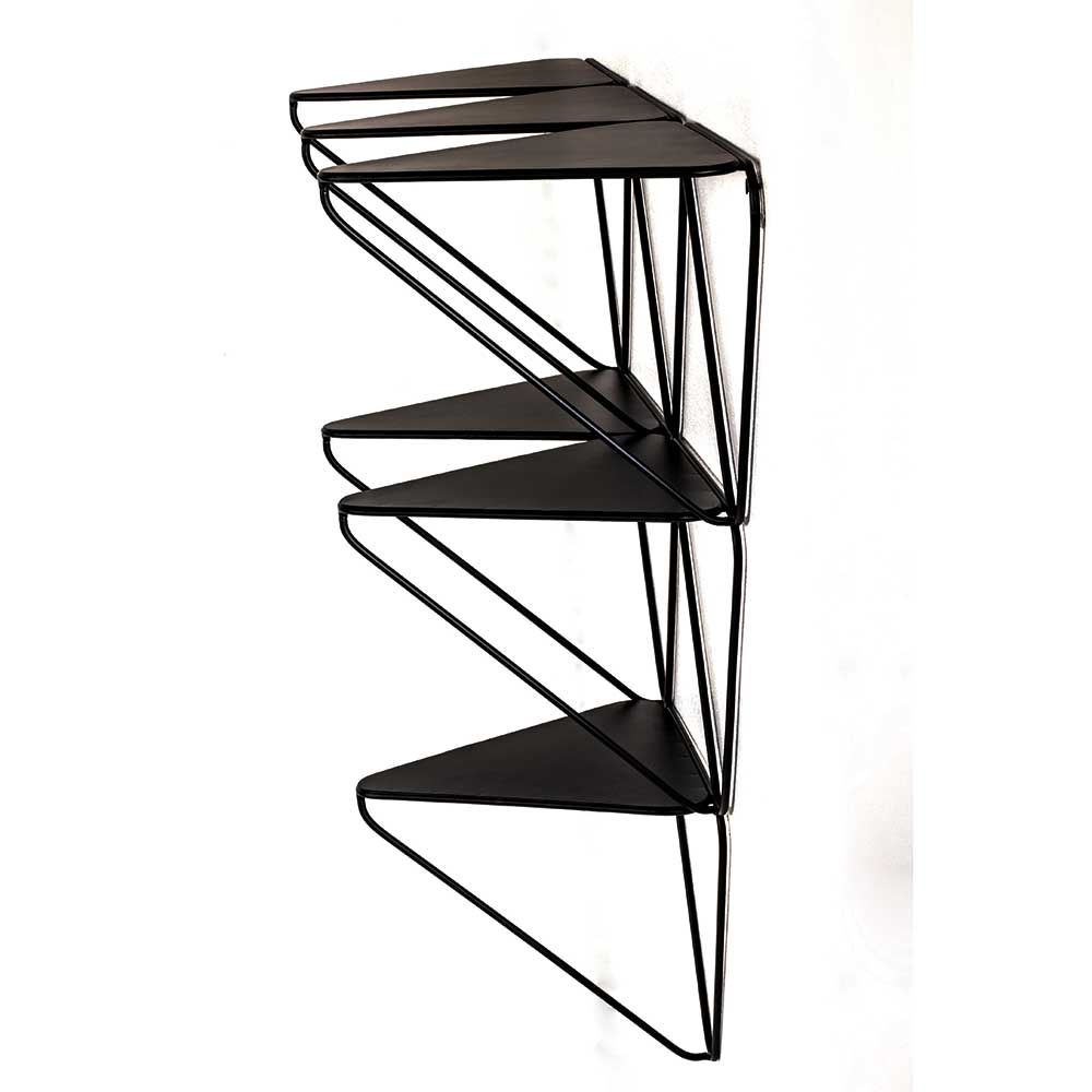 72x63x22 Dreieck Hängeregale aus Metall in Schwarz - Sarosca (2er Set)