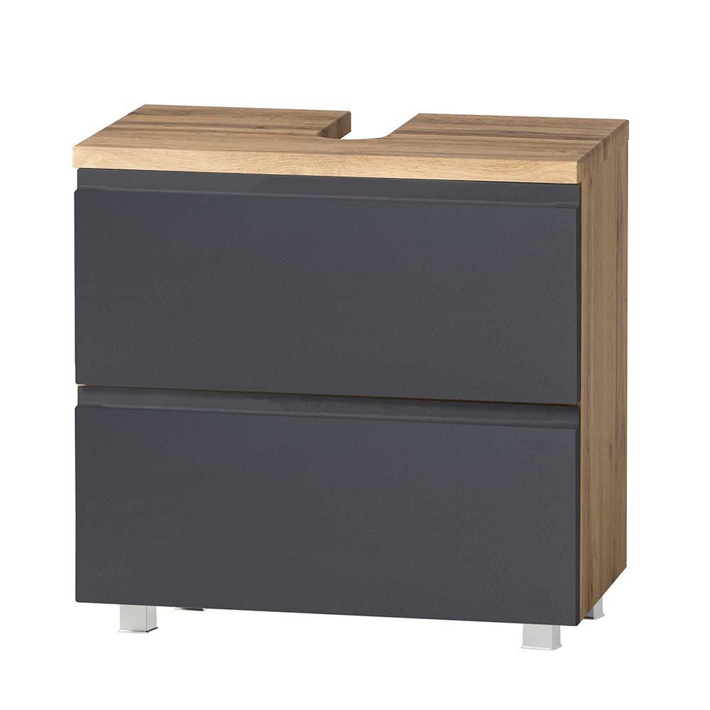 60cm Unterbeckenschrank in Grau & Wildeiche - Jambi