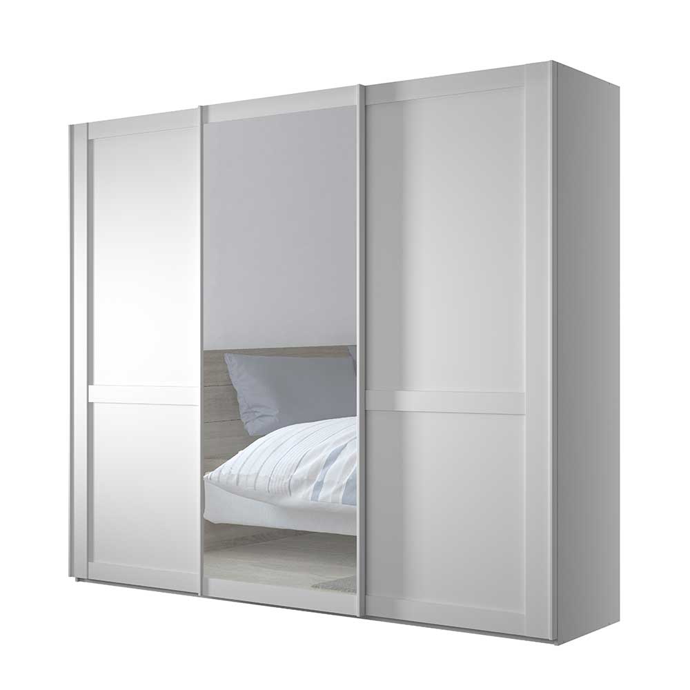 Geräumiger weißer Schwebetürenschrank mit zwei Spiegeltüren – Flinn