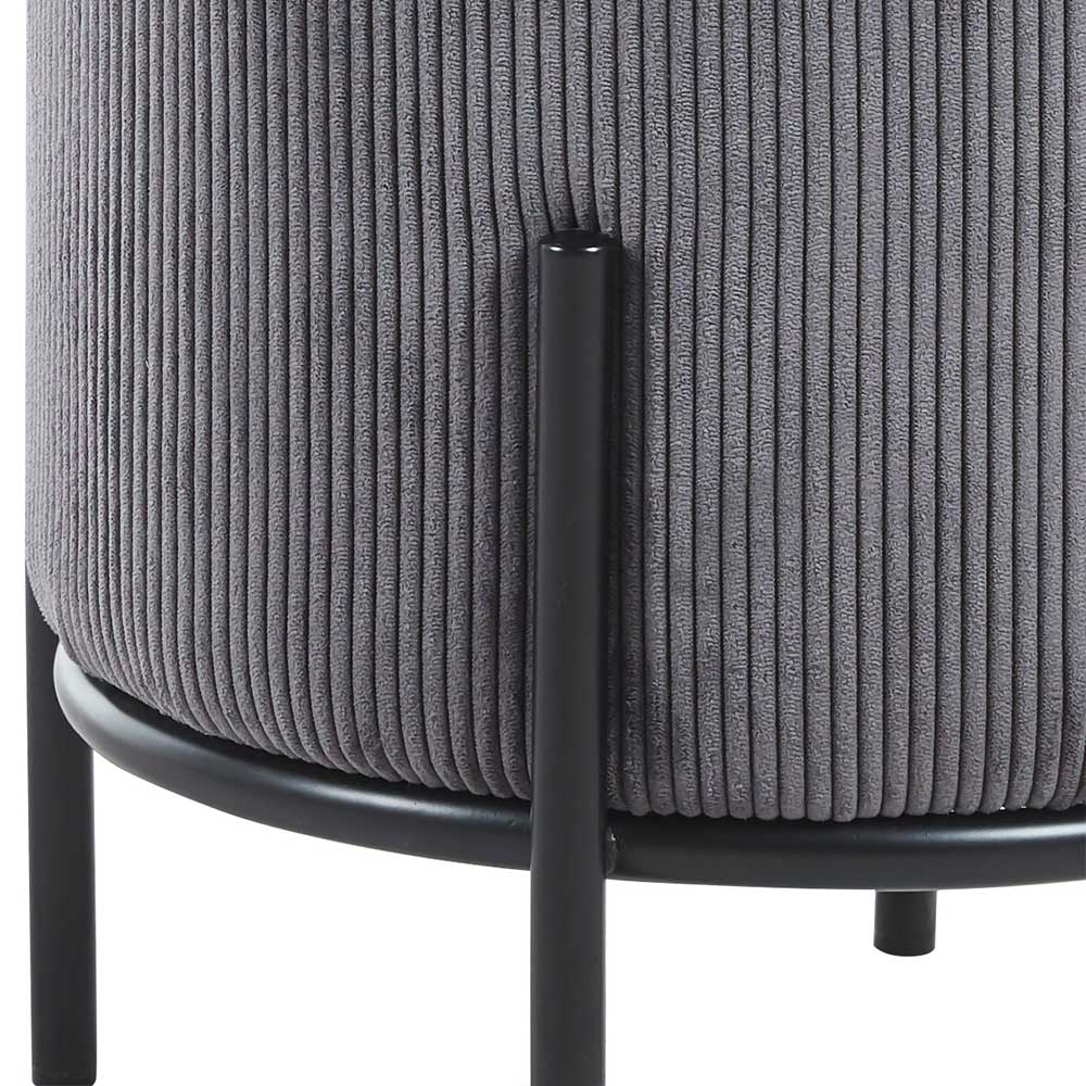 Polsterhocker in Grau Cord - Suruga