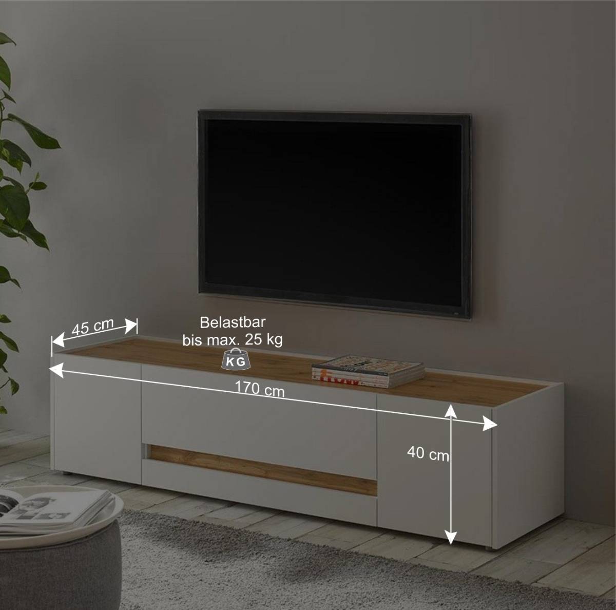 Design Wohnwand 270 cm breit - Nonessia (vierteilig)