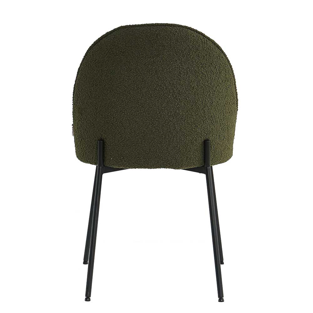 Polsterstuhl in Dunkelgrün Boucle - Fontana (2er Set)