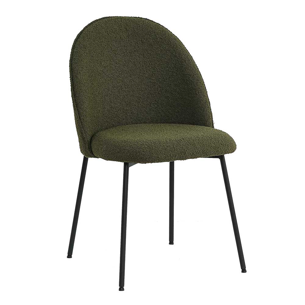 Polsterstuhl in Dunkelgrün Boucle - Fontana (2er Set)