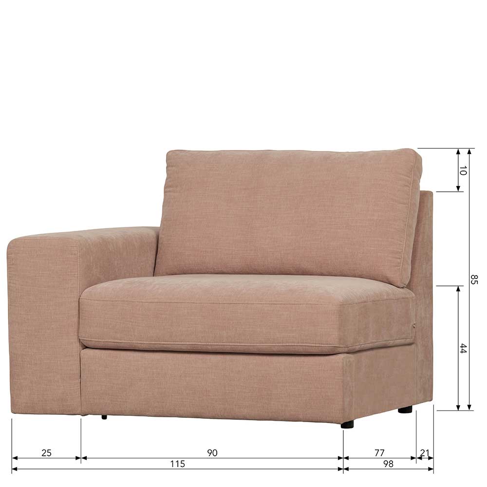 Modulcouch Endmodul mit Armlehne links - Iliana