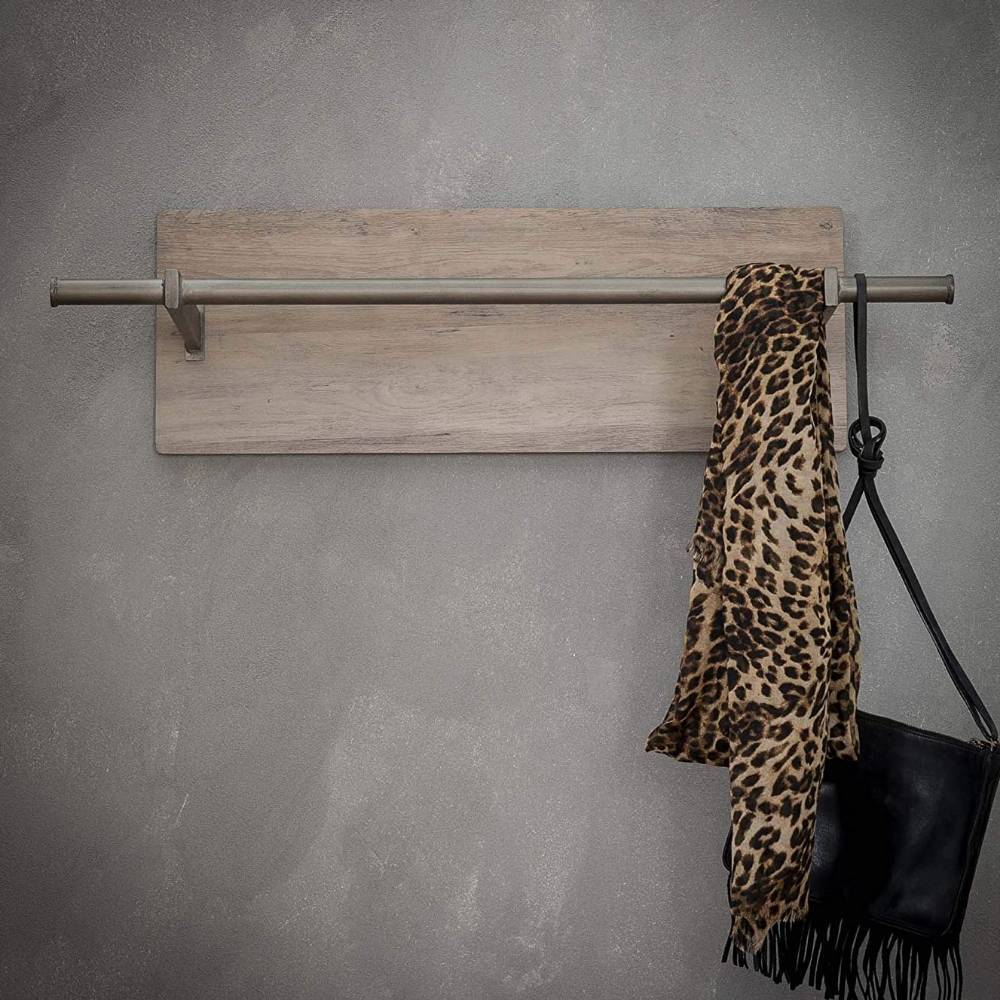 Wandgarderobe in Eiche Optik und Silbergrau - Kreta
