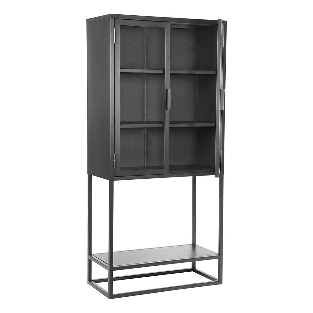 Industrial Metallvitrine in Schwarz lackiert - Endja