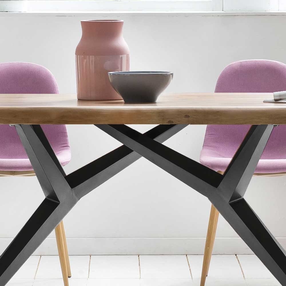 Mangoholz Esstisch mit Designgestell - Saluvera