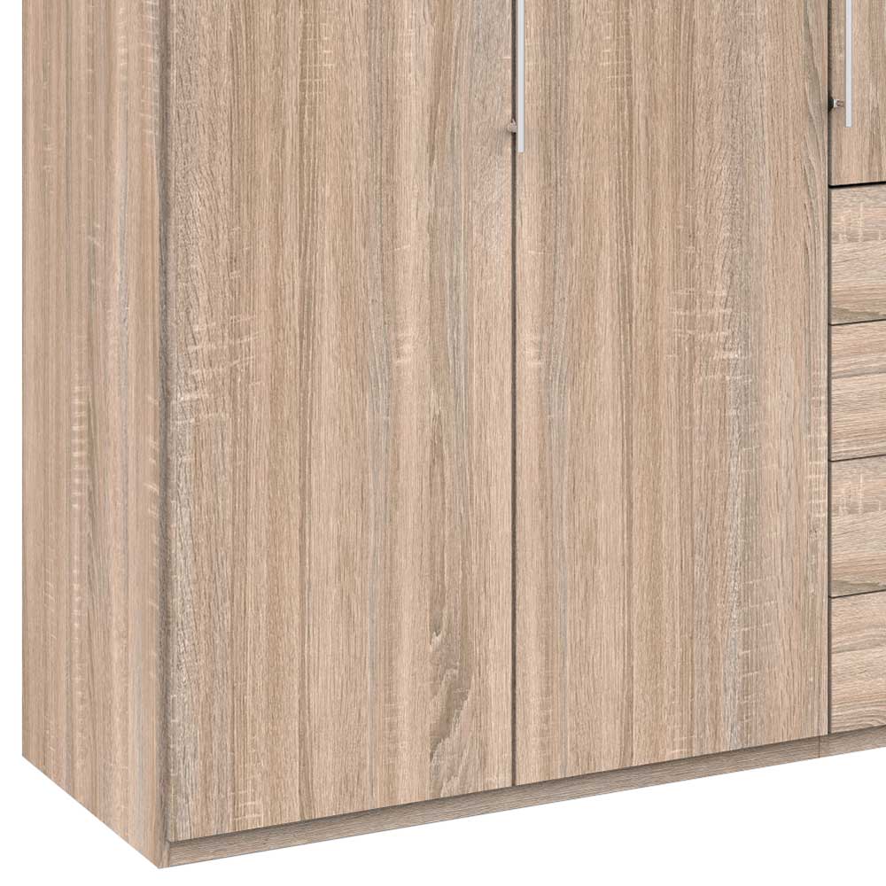 Holzdekor Oberfläche in Eiche Sägerau mit Maserung am unteren Teil des Kleiderschranks – Zayun
