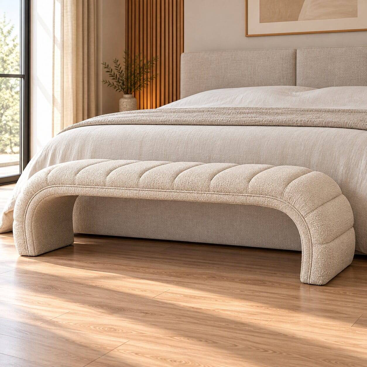Boucle Design Bank in Beigegrau - Porian