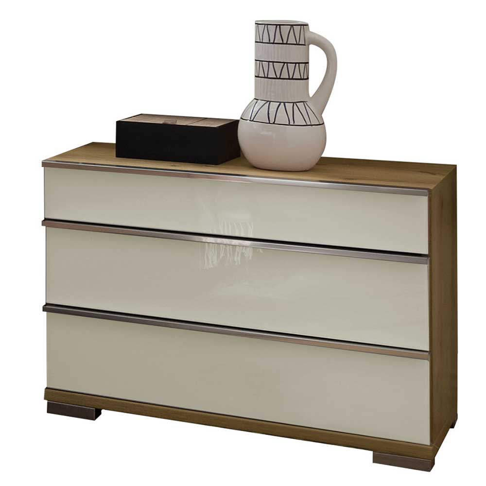 Nachtkommode in Beige Glas - Lesegano