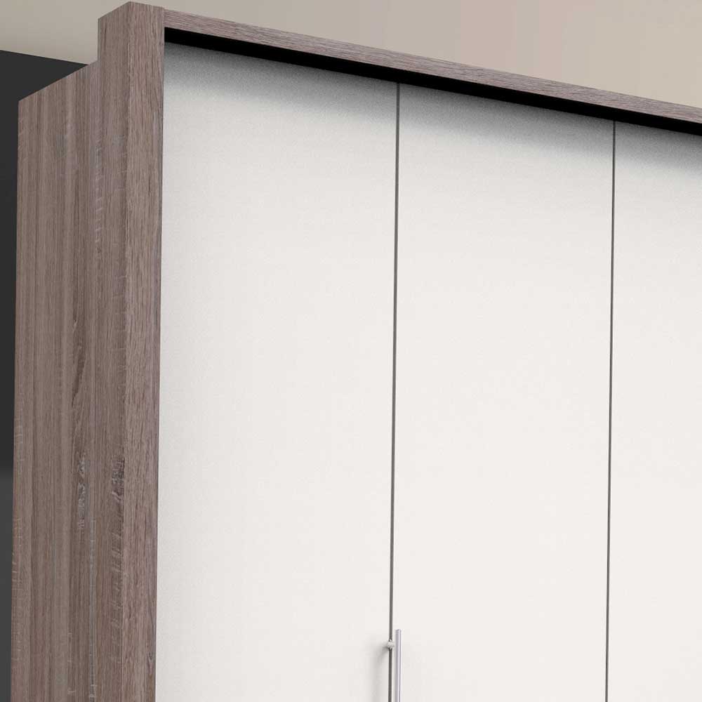 Breiter Schlafzimmerschrank mit weißen Falttüren - Tivierto