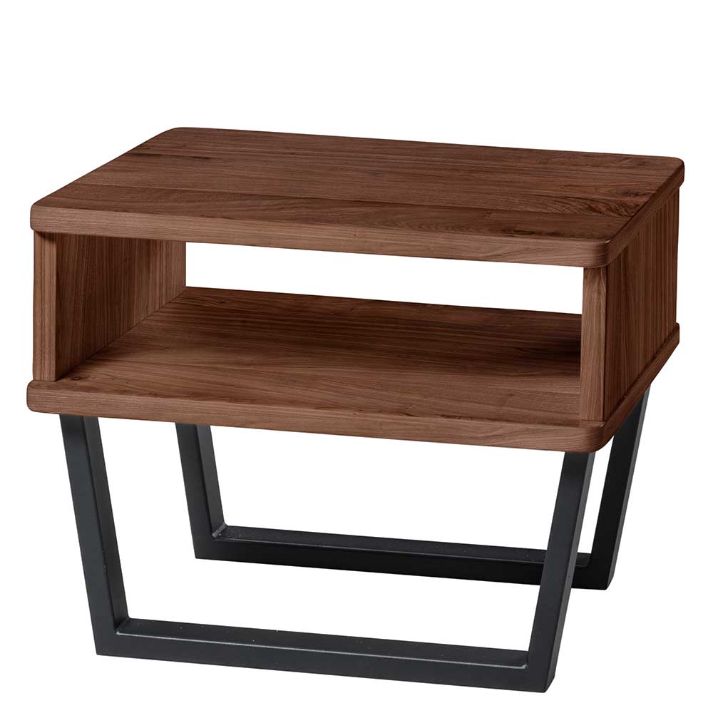Bett aus Nussbaum & Metall & Kunstleder - Smarada