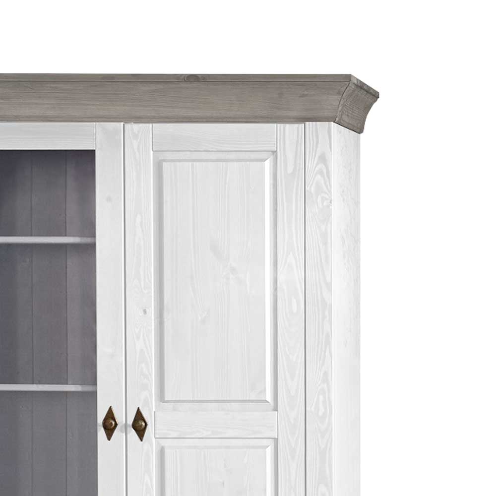 Vitrinenschrank Mirandesca in Weiß mit Grau