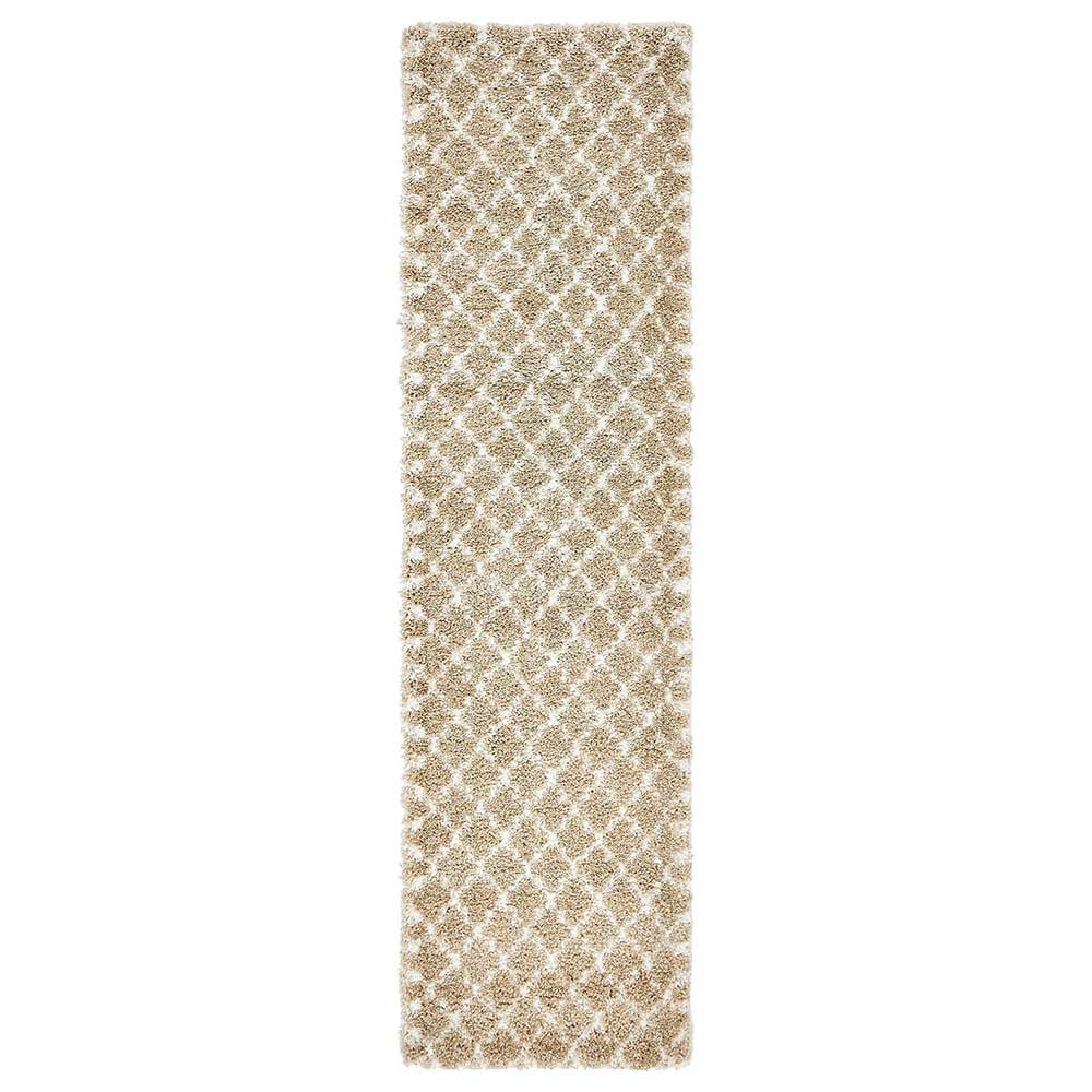 Läufer Teppich mit Kachelmuster und hohem Flor - Mocorapo