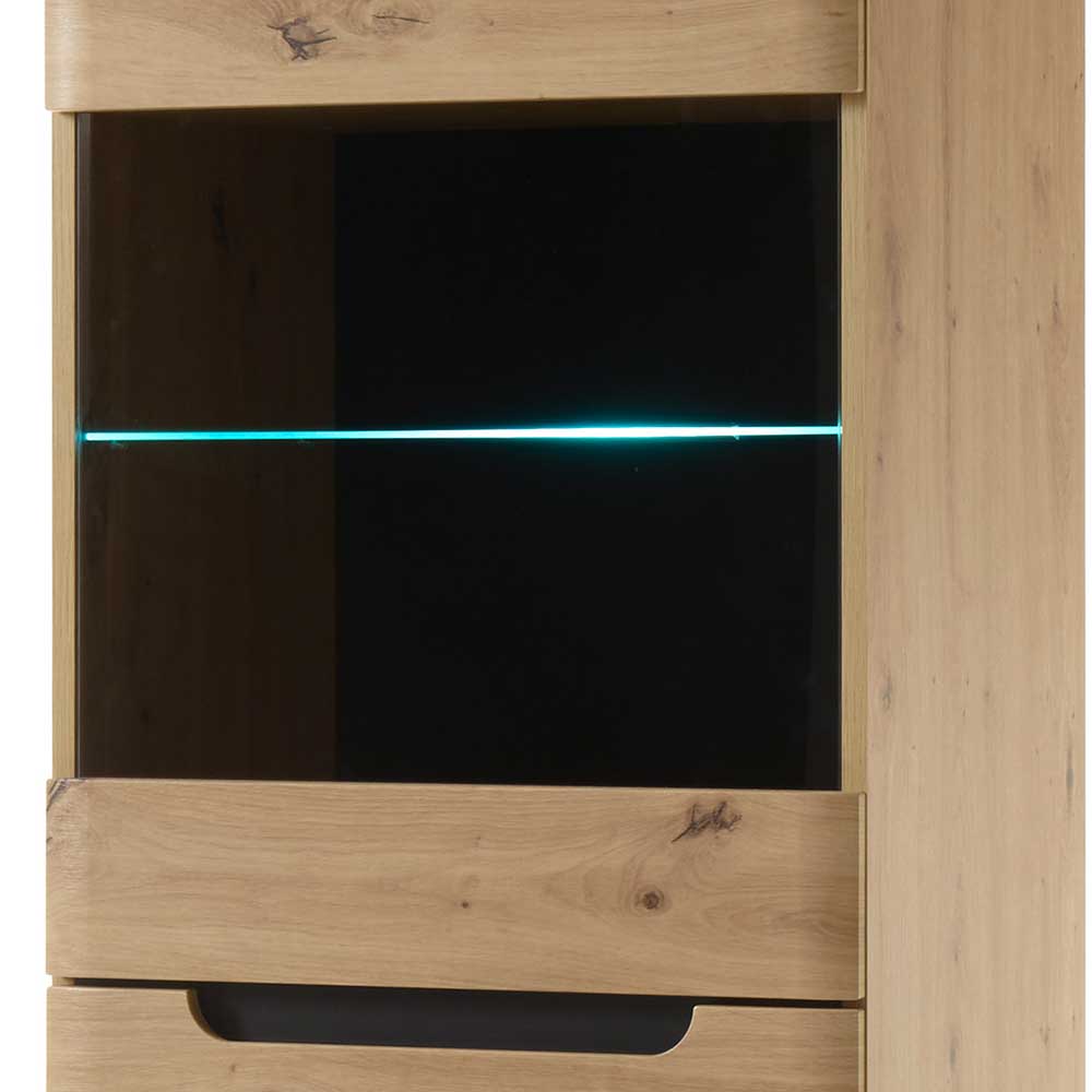 53x197x40 Wohnzimmerschrank 2-türig mit Glas - Olcian