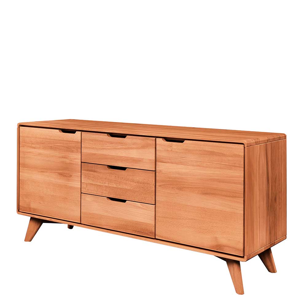 Modernes Holz Sideboard mit 134cm Länge und viel Stauraum freigestellt – Junola