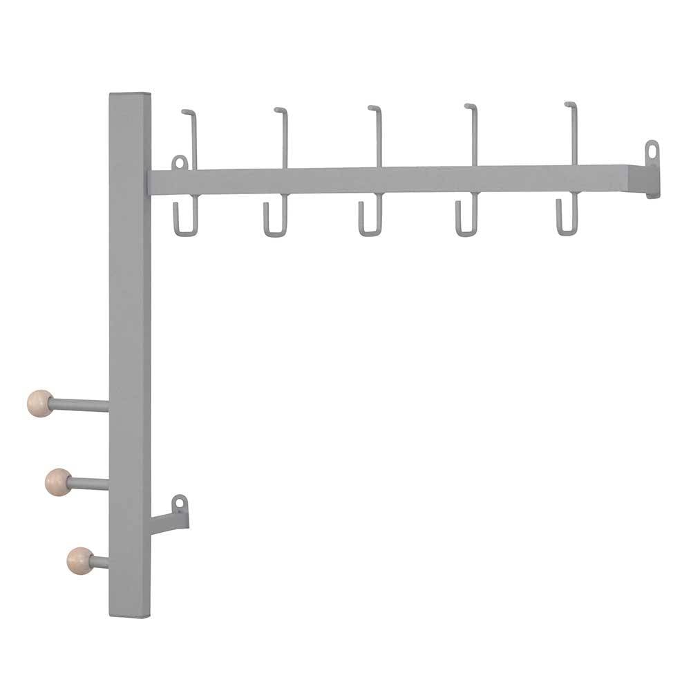 Wandgarderobe aus Metall in Alufarben - Kasrinco