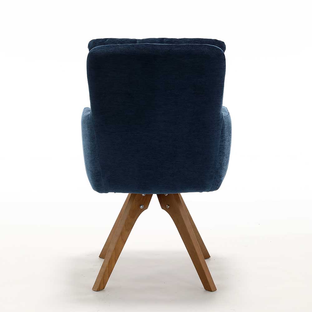Armlehnen-Polsterstuhl in Blau Chenille - Bahma (2er Set)