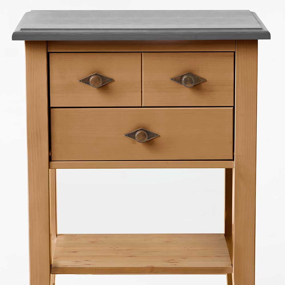 58x79x35 Landhaus Tisch Kommode mit zwei Schubladen - Eshelas