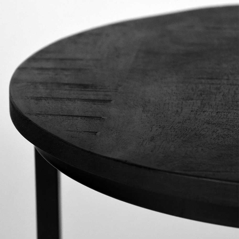 Zweisatz Beistelltisch in Schwarz Rund - Lexiago (zweiteilig)