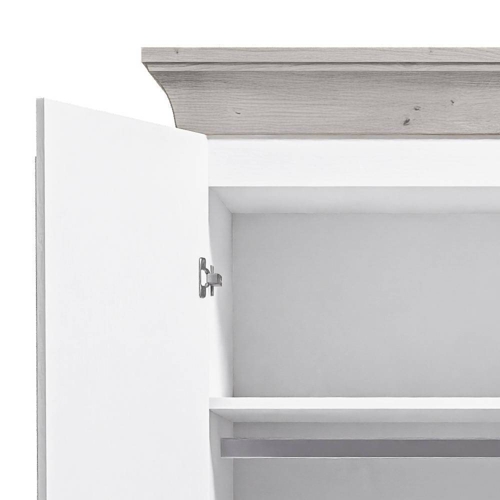 Modern Country Schrank in Weiß mit Grau - Caneon