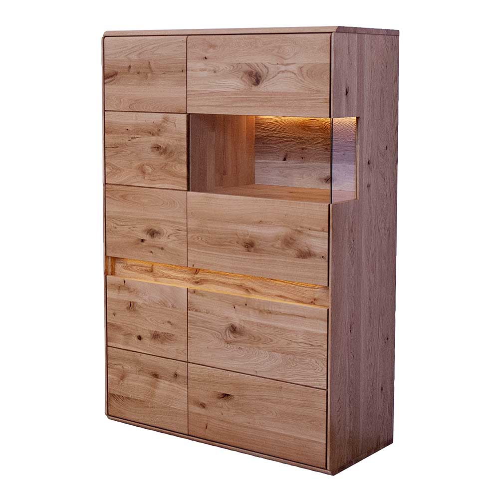 Wildeiche Wohnzimmerschrank mit Glas Einsatz - Acmida