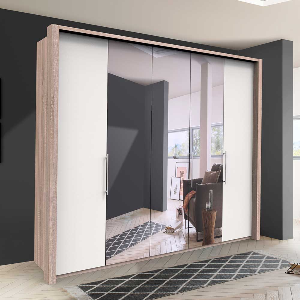 Weißer Schlafzimmer-Schrank mit Spiegeln - Vaclyn