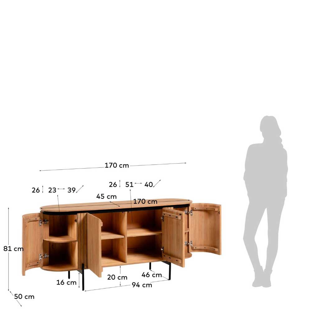 170x81x50 Design Sideboard in ovaler Form - Ilvenda