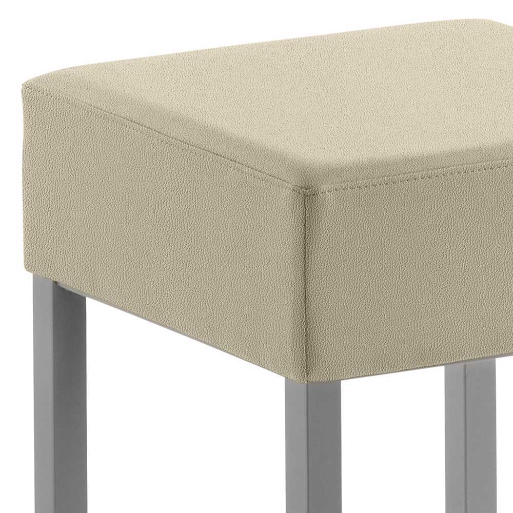 Quadrat Barhocker in Taupe & Silber - Guisa