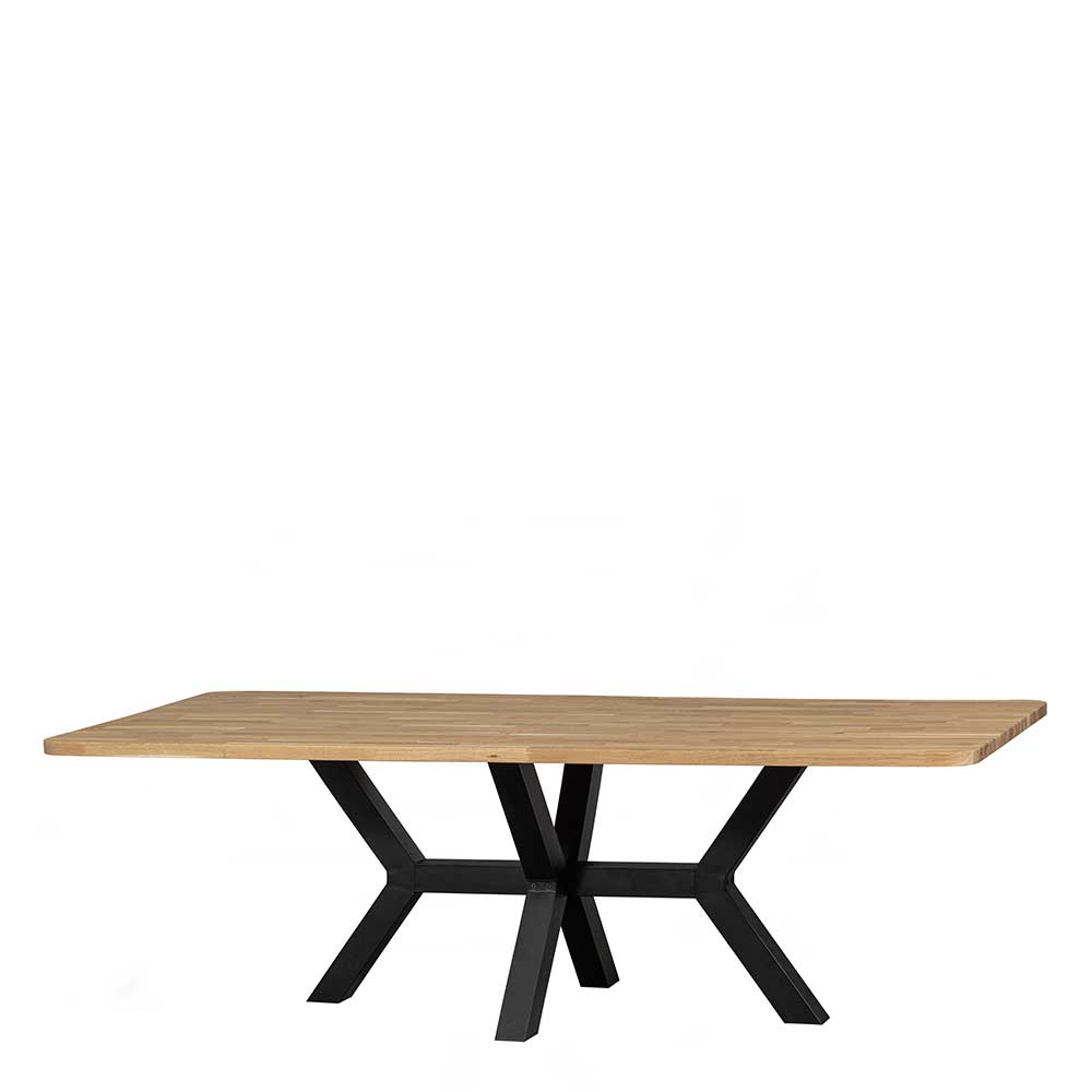 240 cm breiter Esstisch mit Holzplatte Eiche - Hengas